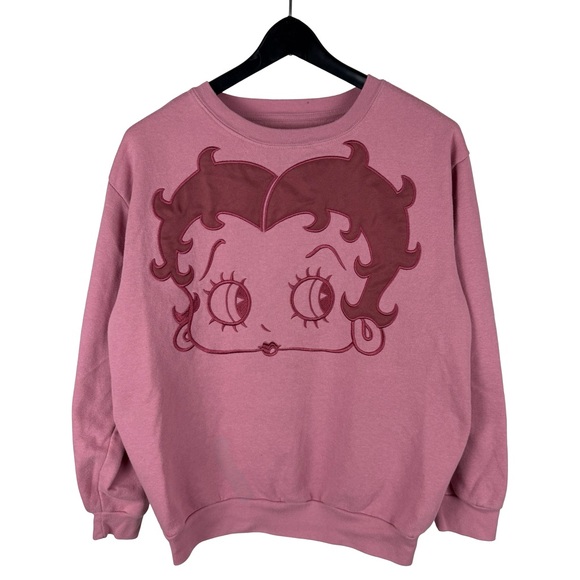 Women’s Y2K Betty Boop Cartoon Pink Pullover Graphic Sweatshirt Size M